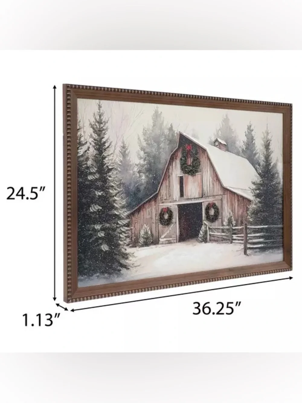 Snowy Barn Frame Wall Decor